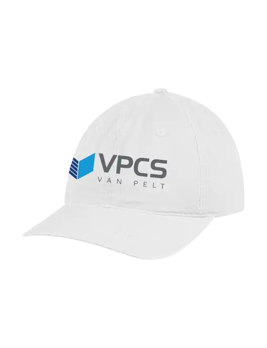 Garment Washed Unstructured Twill White Cap w/VPCS Logo