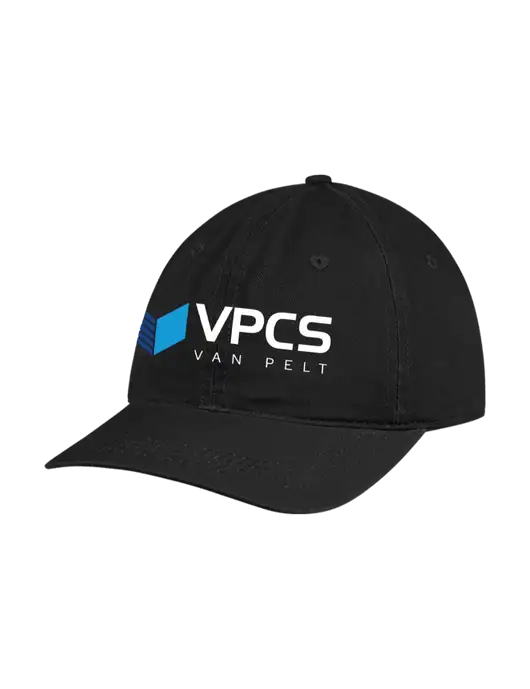 Garment Washed Unstructured Twill Black Cap w/VPCS Logo