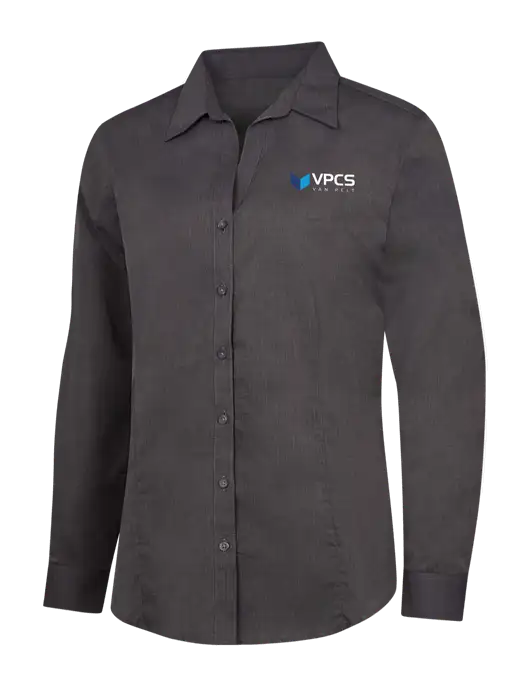 Womens Soft Black Crosshatch Easy Care Shirt w/VPCS Logo