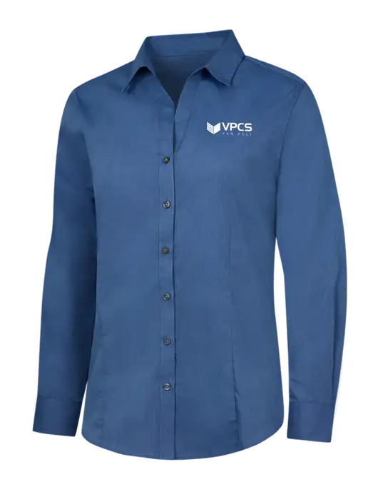 Light Navy Womens Crosshatch Easy Care Shirt w/VPCS Logo