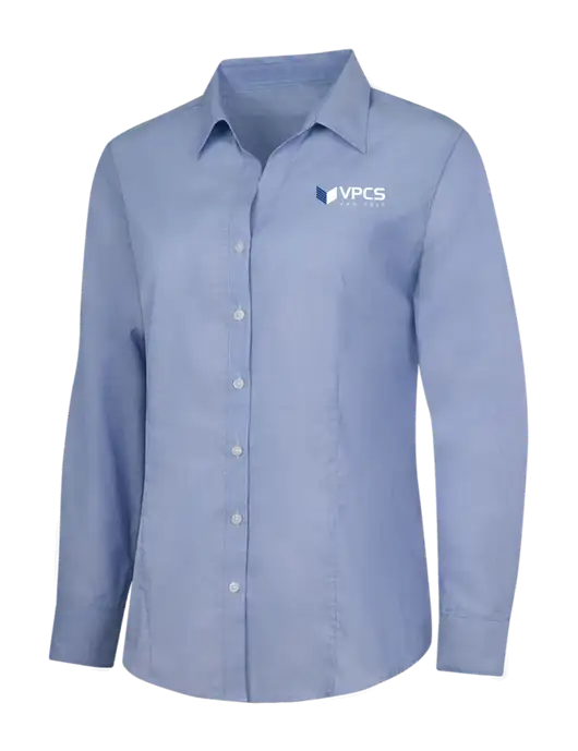 Light Slate Blue Womens Crosshatch Easy Care Shirt w/VPCS Logo