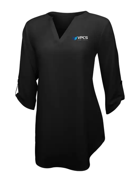 Womens Black 3/4 Sleeve Tunic Blouse w/VPCS Logo