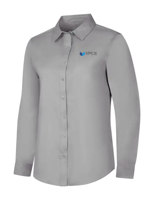 Light Grey Womens Long Sleeve Superpro React Twill Shirt w/VPCS Logo