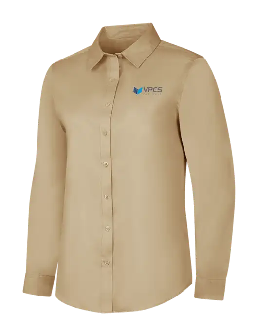 Dark Tan Womens Long Sleeve Superpro React Twill Shirt w/VPCS Logo