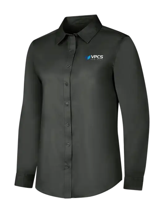 Dark Grey Womens Long Sleeve Superpro React Twill Shirt w/VPCS Logo
