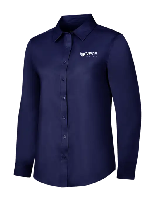 Navy Womens Long Sleeve Superpro React Twill Shirt w/VPCS Logo