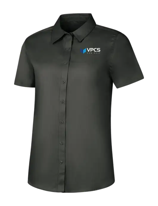 Womens Dark Grey Short Sleeve Superpro React Twill Shirt w/VPCS Logo