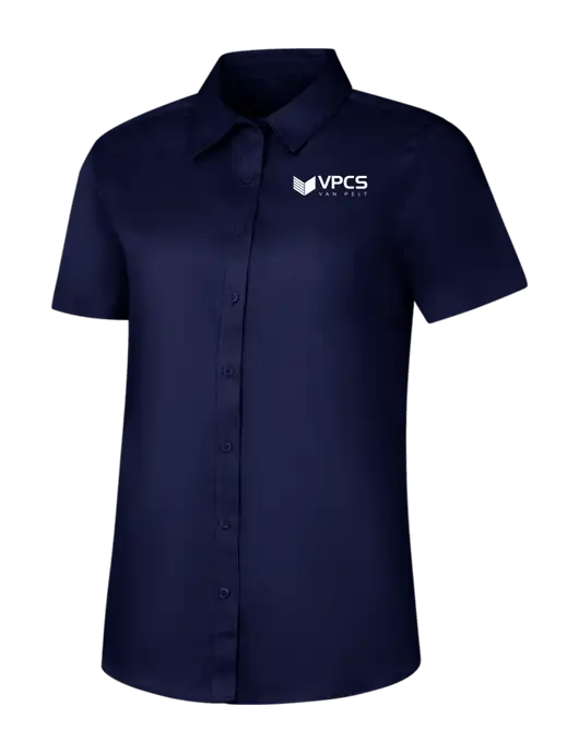 Womens Navy Short Sleeve Superpro React Twill Shirt w/VPCS Logo