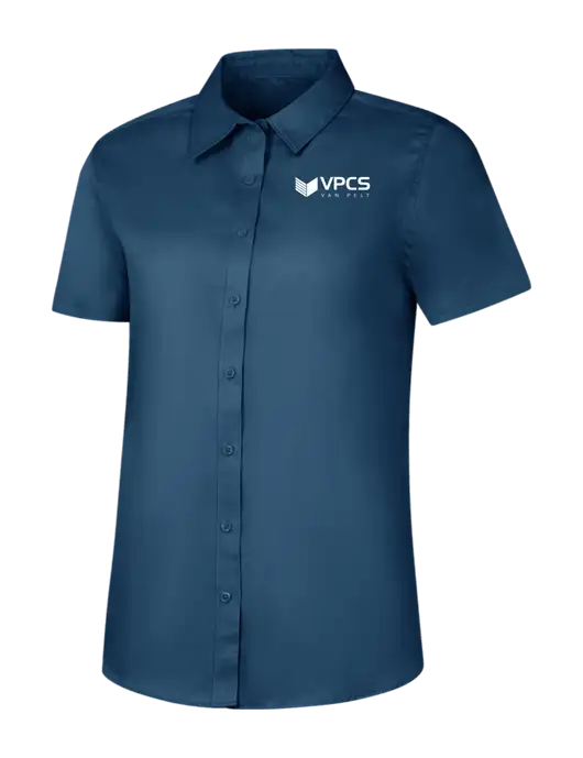 Womens Light Navy Short Sleeve Superpro React Twill Shirt w/VPCS Logo