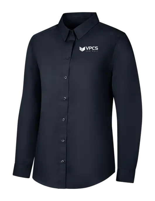 Womens River Blue Navy Long Sleeve Carefree Poplin Shirt w/VPCS Logo