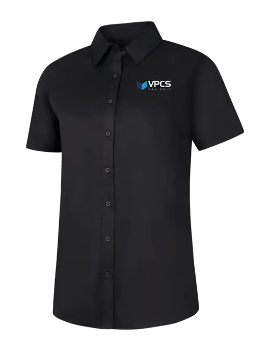 Womens Black Short Sleeve Superpro React Twill Shirt w/VPCS Logo