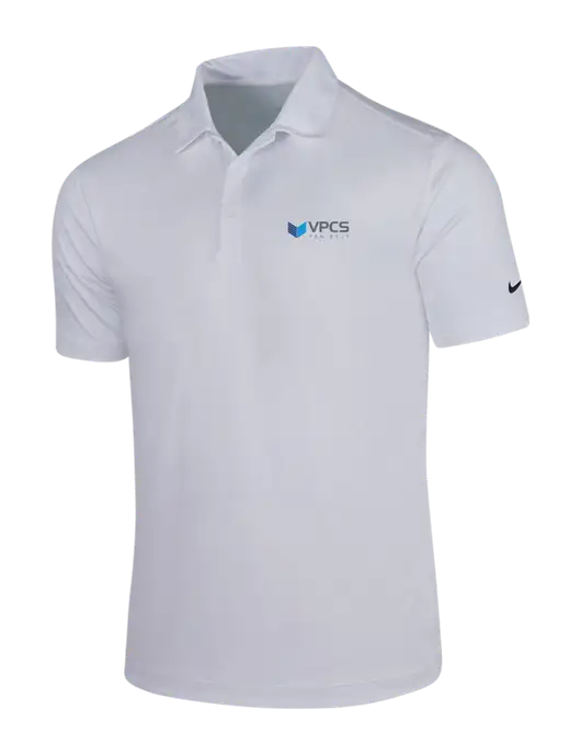 NIKE White Dri-Fit Vertical Mesh Polo w/VPCS Logo