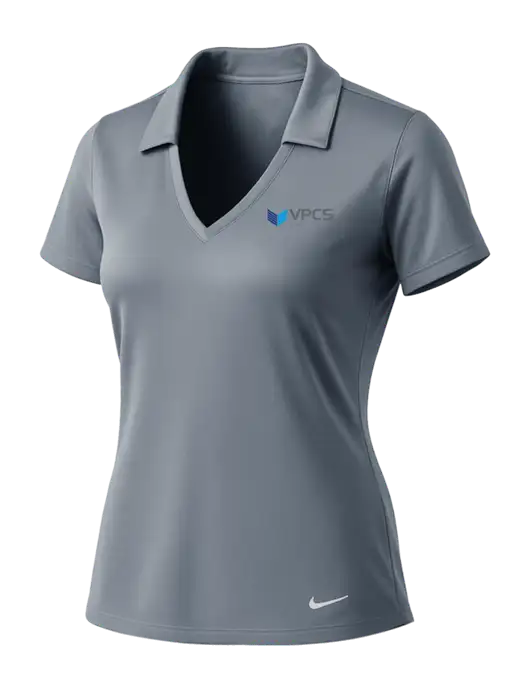 NIKE Medium Grey Womens Dri-Fit Vertical Mesh Polo w/VPCS Logo