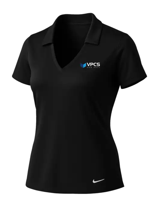 NIKE Black Womens Dri-Fit Vertical Mesh Polo w/VPCS Logo