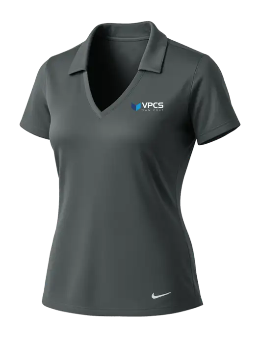 NIKE Dark Grey Womens Dri-Fit Vertical Mesh Polo w/VPCS Logo