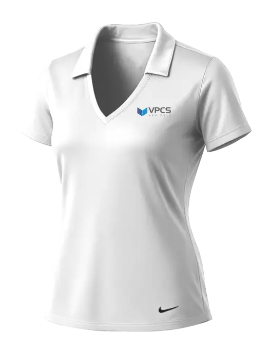 NIKE White Womens Dri-Fit Vertical Mesh Polo w/VPCS Logo