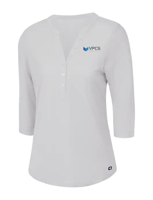 OGIO Bright White Jewel Henley w/VPCS Logo