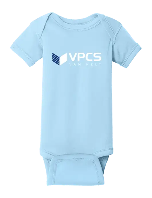 Rabbit Skins Light Blue Infant Short Sleeve Baby Rib Bodysuit w/VPCS Logo