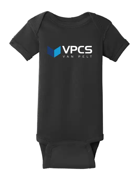 Rabbit Skins Black Infant Short Sleeve Baby Rib Bodysuit w/VPCS Logo