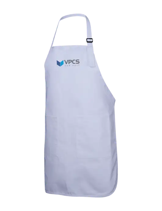 Full-Length White Apron With Pockets w/VPCS Logo