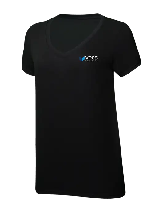 Womens Simply Soft V-Neck Black 4.5oz  Poly/Combed Ring Spun Cotton T-Shirt w/VPCS Logo