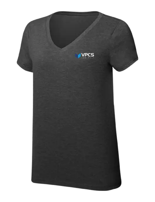 Womens Simply Soft V-Neck Black Frost 4.5oz  Poly/Combed Ring Spun Cotton T-Shirt w/VPCS Logo