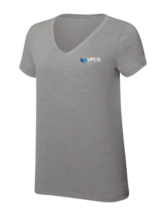 Womens Simply Soft V-Neck Grey Frost 4.5oz  Poly/Combed Ring Spun Cotton T-Shirt w/VPCS Logo