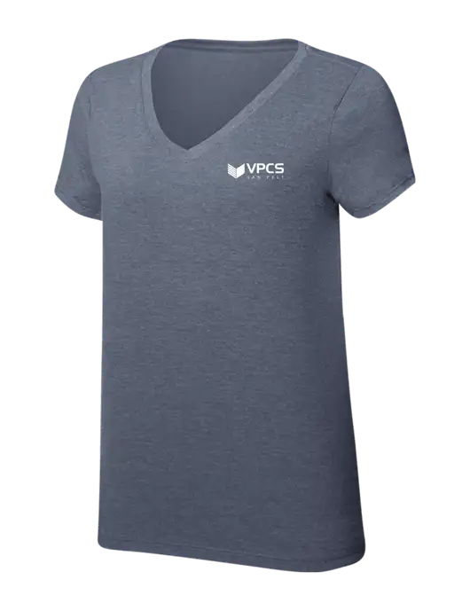 Womens Simply Soft V-Neck Navy Frost 4.5oz  Poly/Combed Ring Spun Cotton T-Shirt w/VPCS Logo