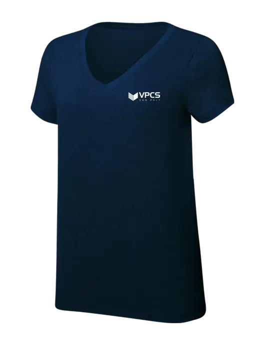 Womens Simply Soft V-Neck New Navy 4.5oz  Poly/Combed Ring Spun Cotton T-Shirt w/VPCS Logo