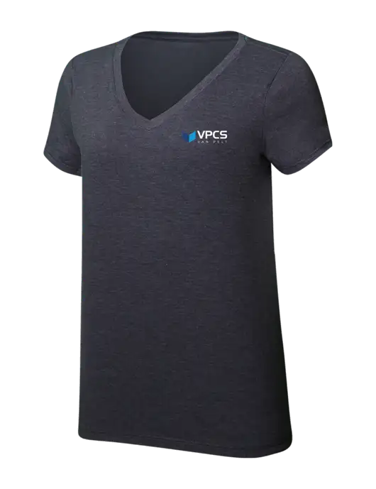 Womens Simply Soft V-Neck Heather Charcoal 4.5oz  Poly/Combed Ring Spun Cotton T-Shirt w/VPCS Logo