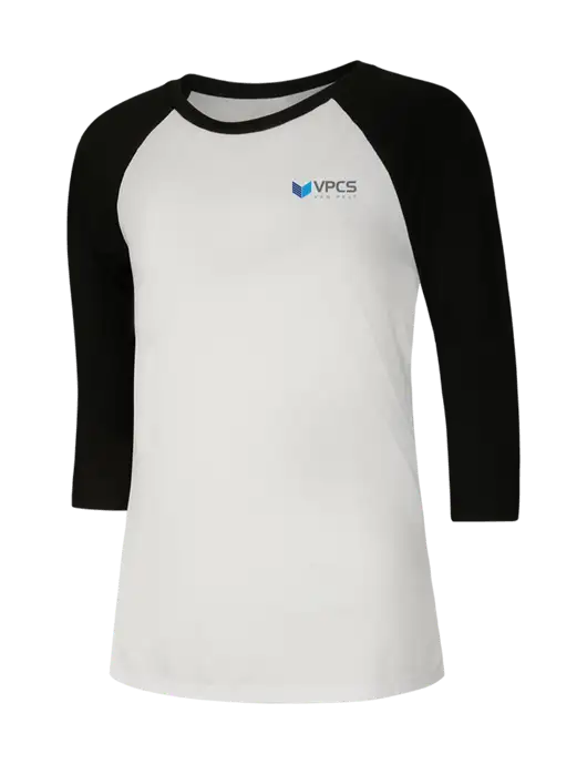 Womens Simply Soft 3/4 Sleeve Black/White Ring Spun Cotton T-Shirt w/VPCS Logo
