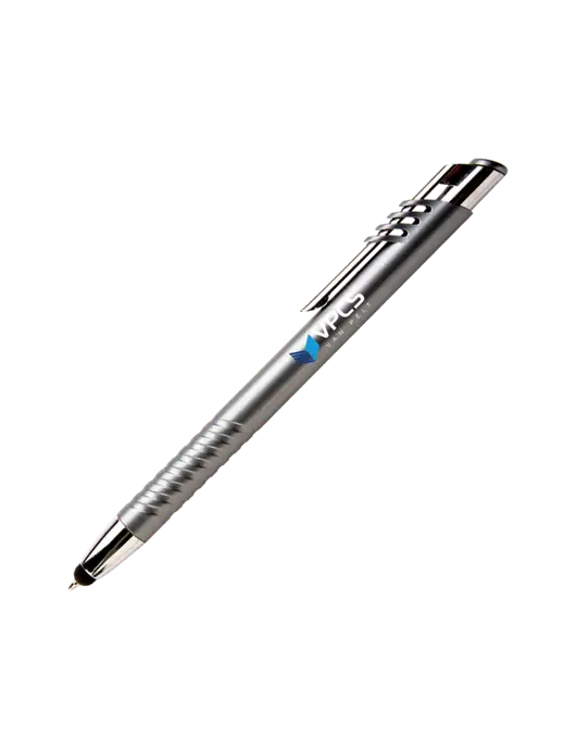 Schirhart Grey Stylus Pen - Blue Ink w/VPCS Logo