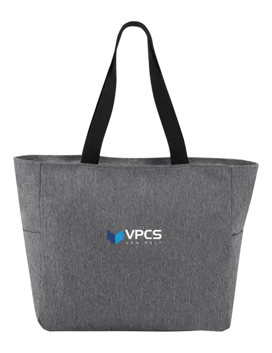 Everyday Heather Grey Zip Tote  w/VPCS Logo