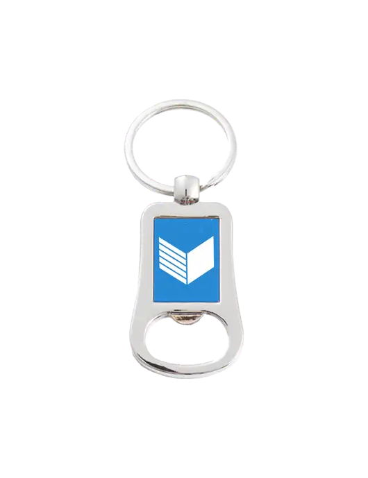 Silver & Blue Bottle Opener Keychain w/VPCS Icon Logo