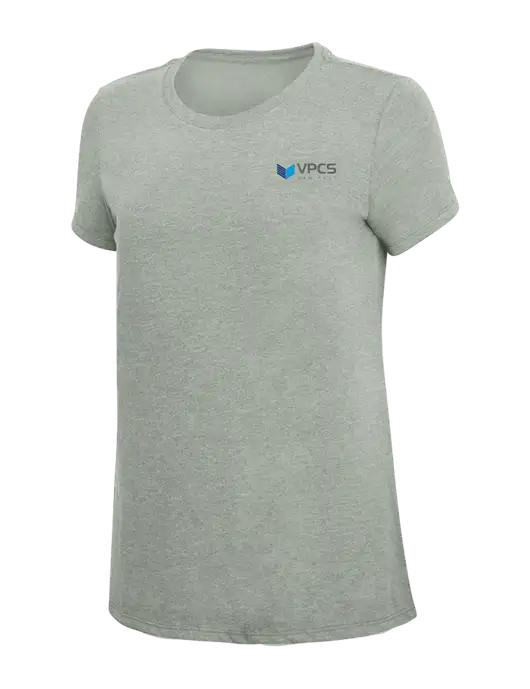 Womens Simply Soft Heathered Light Grey 4.5oz Poly/Combed Ring Spun Cotton T-Shirt w/VPCS Logo