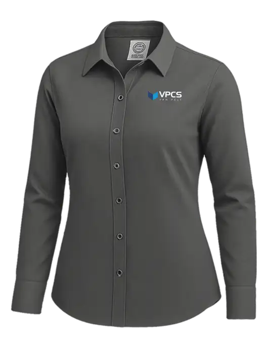 Brooks Brothers Womens Dark Grey Wrinkle-Free Stretch Nailhead Shirt w/VPCS Logo