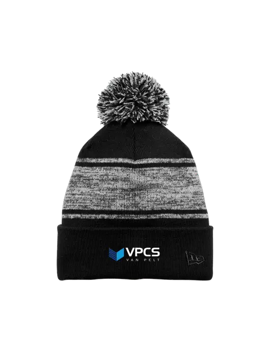 New Era Black/Charcoal Knit Chilled Pom Beanie w/VPCS Logo