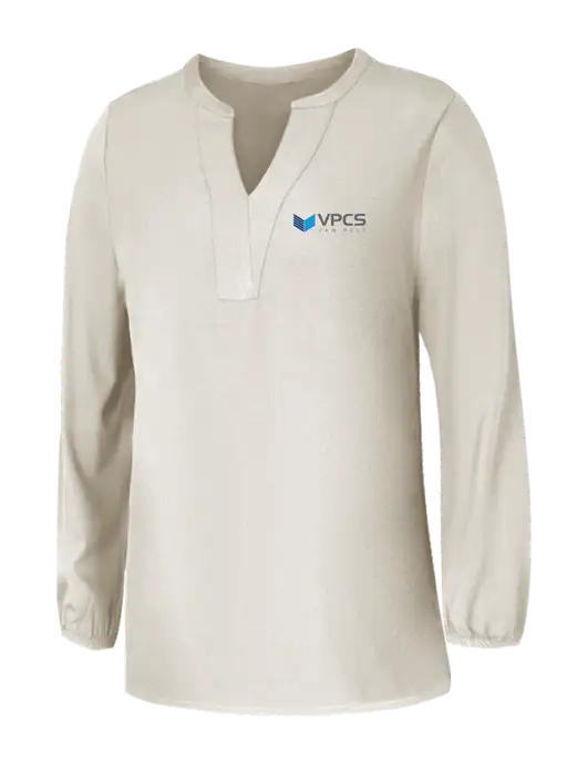 Mercer+Mettle Womens Ivory Stretch Crepe 3/4 Sleeve Blouse w/VPCS Logo