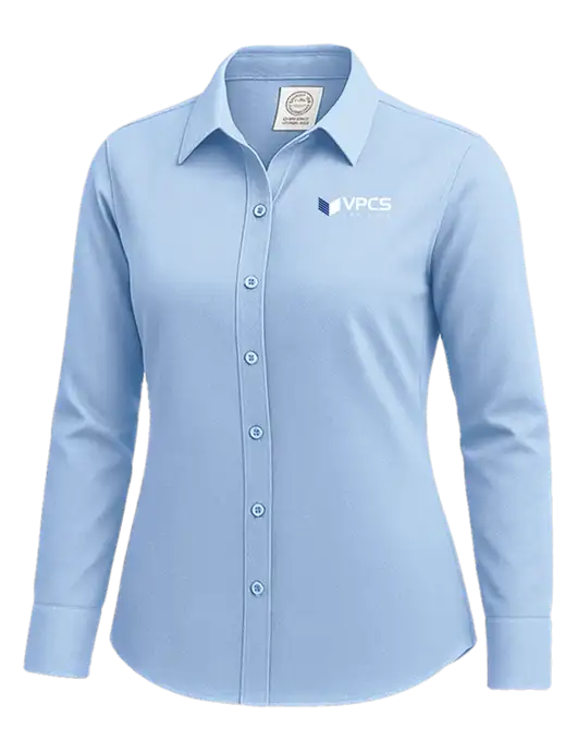 Brooks Brothers Womens Light Blue Wrinkle-Free Stretch Nailhead Shirt w/VPCS Logo