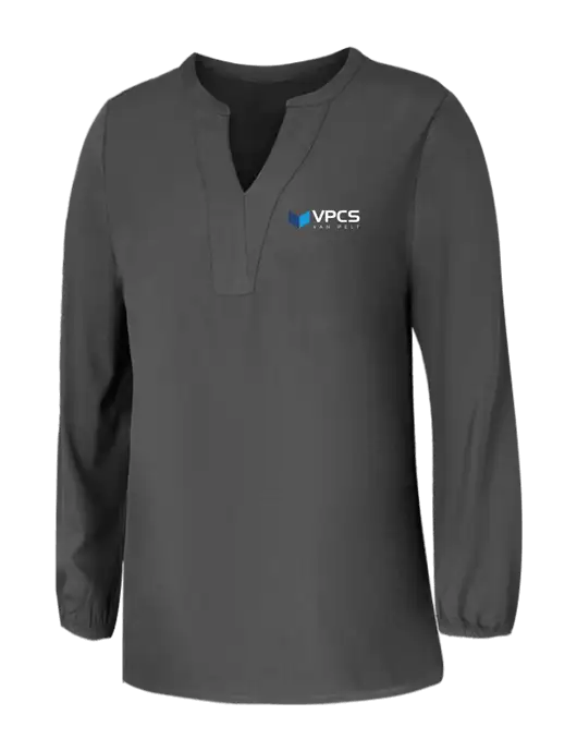 Mercer+Mettle Womens Dark Grey Stretch Crepe 3/4 Sleeve Blouse w/VPCS Logo