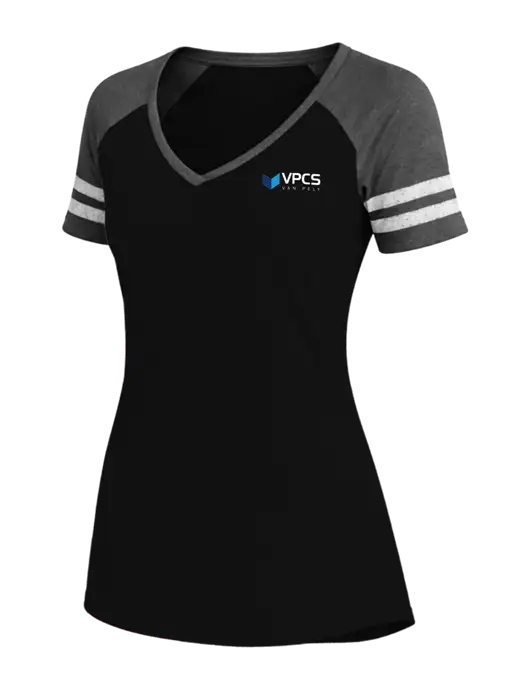 Womens Black/Charcoal Heather V-Neck Game Tee w/VPCS Logo