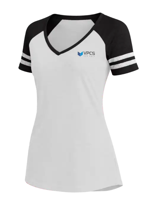 Womens White/Black V-Neck Game Tee w/VPCS Logo