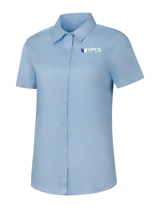 Womens Light Blue Short Sleeve Superpro React Twill Shirt w/VPCS Logo
