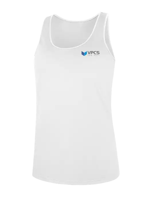 Womens White Perfect Tri Racerback Tank w/VPCS Logo