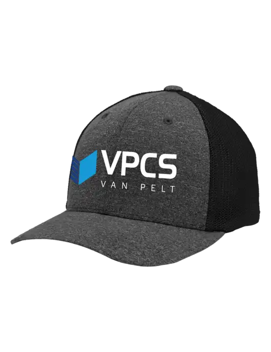 Flexfit Black/Dark Charcoal Heather Melange Mesh Back Trucker Cap w/VPCS Logo