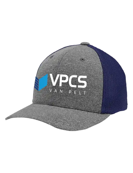 Flexfit Navy/Medium Grey Heather Melange Mesh Back Trucker Cap w/VPCS Logo