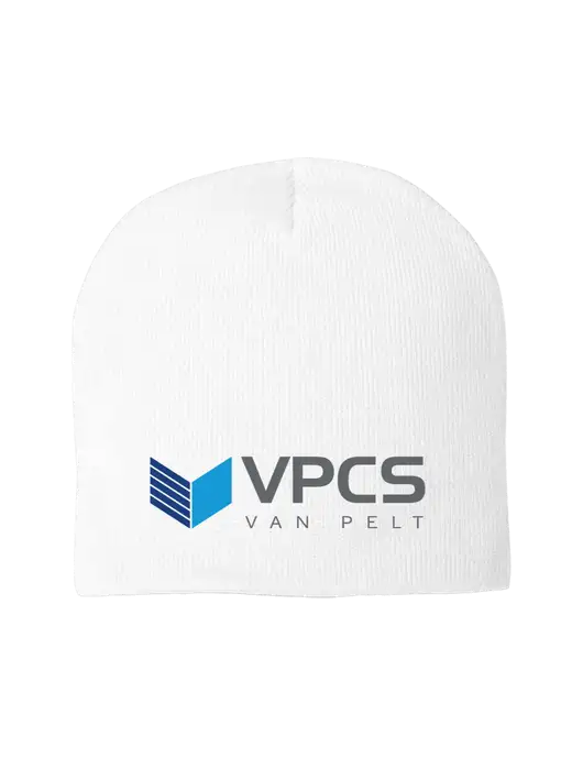 Solid White Element Knit Beanie w/VPCS Logo