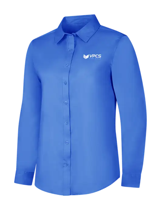 Dark Carolina Blue Womens Long Sleeve Superpro React Twill Shirt w/VPCS Logo