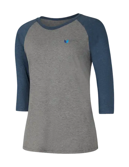 Womens Simply Soft 3/4 Sleeve Navy Frost/Grey Frost Ring Spun Cotton T-Shirt w/VPCS Logo