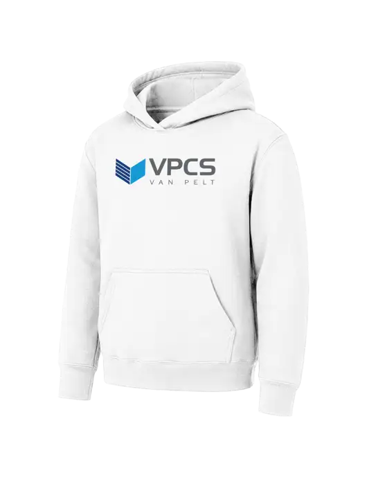 Youth White 7.8 oz Pullover Hooded Sweatshirt w/VPCS Logo